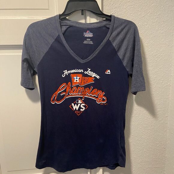Houston Astros Ladies Medium Short Sleeve VNeck Baseball World Series Champions - Picture 1 of 4